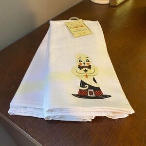 JOHANNA PARKER HALLOWEEN GHOST VINTAGE INSPIRED Set of 2 KITCHEN TOWELS NWT